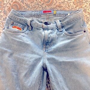 Empyre Embroidered Loose Fit Blue Denim Skate Jeans